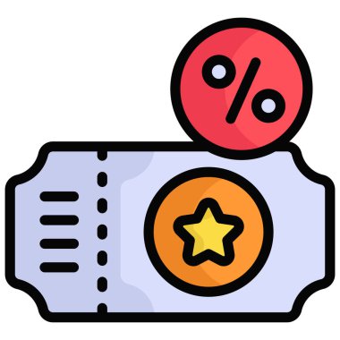 İndirim kuponu dolu çizgi tarzı, Kara Cuma alışverişi, indirim kuponu tasarımı.