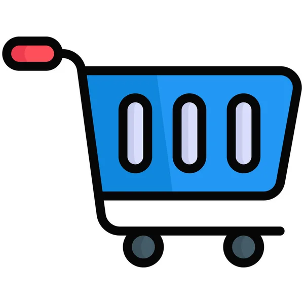 Shopping Vagn Fylld Linje Stil Black Friday Shopping Försäljning Ikon — Stock vektor
