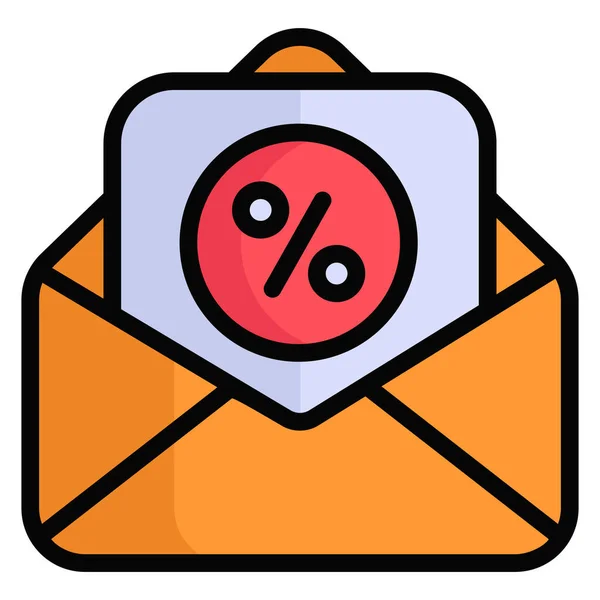 Discount Mail Filled Line Style Black Friday Shopping Sale Icon — Vetor de Stock
