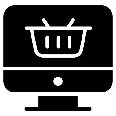 İnternetten alışveriş. Kara Cuma kabartma stili ya da market alışverişi, satış ikonu tasarımı. 