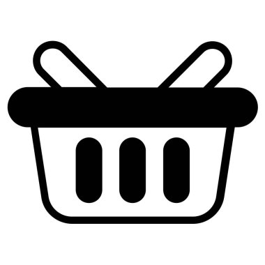 Alışveriş sepeti siyah çizgi simgesi, Kara Cuma sembolü tarzı mağaza veya market alışverişi, dükkan satış ikonu tasarımı.