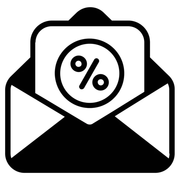 Discount Mail Black Filled Line Icon Black Friday Glyph Style — Vetor de Stock