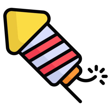 Havai fişek ikonu, Noel ve kutlamalar. Renk Dış Hattı sembol koleksiyonu. Düzenlenebilir vektör Tasarımı