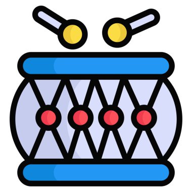 Davul ikonu, Noel ve kutlamalar. Renk Dış Hattı sembol koleksiyonu. Düzenlenebilir vektör Tasarımı