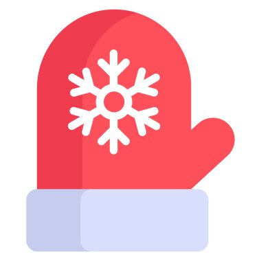 Mitten ikonu, Noel ve kutlamalar. düz sembol koleksiyonu. Düzenlenebilir vektör Tasarımı