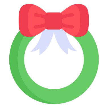 Çelenk ikonu, Noel ve kutlamalar. düz sembol koleksiyonu. Düzenlenebilir vektör Tasarımı