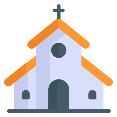 Kilise ikonu, Noel ve kutlamalar. düz sembol koleksiyonu. Düzenlenebilir vektör Tasarımı