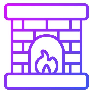 Şömine sırası ikonu, Noel ve kutlamalar. Taslak sembol koleksiyonu. Düzenlenebilir vektör Tasarımı