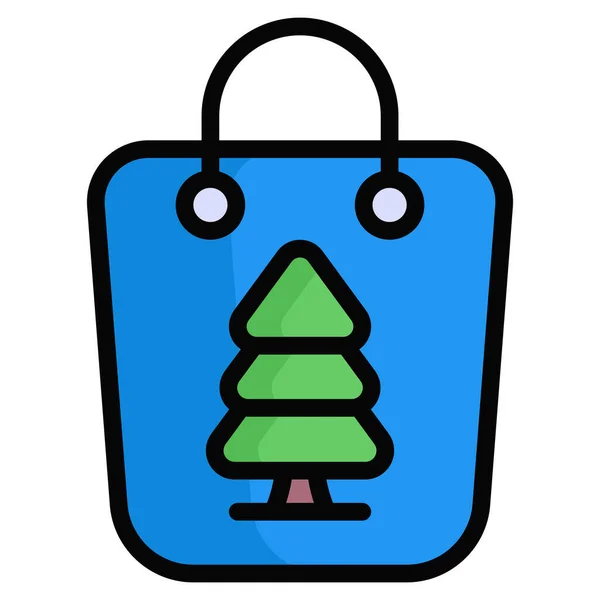 Ikona Zakupów Boże Narodzenie Uroczystości Kolekcja Symboli Konturu Kolorów Konstrukcja — Wektor stockowy