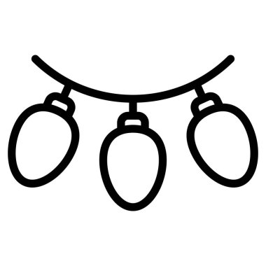 Işıklar ikonu, Noel ve kutlamalar. Taslak sembol koleksiyonu. Düzenlenebilir vektör Tasarımı