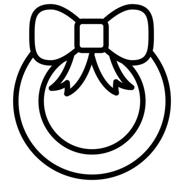 Çelenk ikonu, Noel ve kutlamalar. Taslak sembol koleksiyonu. Düzenlenebilir vektör Tasarımı