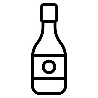 Şampanya ikonu, Noel ve kutlamalar. Taslak sembol koleksiyonu. Düzenlenebilir vektör Tasarımı