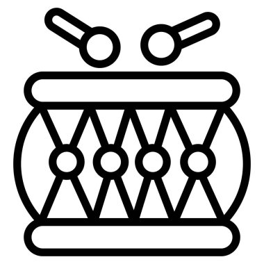 Davul ikonu, Noel ve kutlamalar. Taslak sembol koleksiyonu. Düzenlenebilir vektör Tasarımı