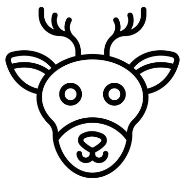 Ren geyiği ikonu, Noel ve kutlamalar. Taslak sembol koleksiyonu. Düzenlenebilir vektör Tasarımı