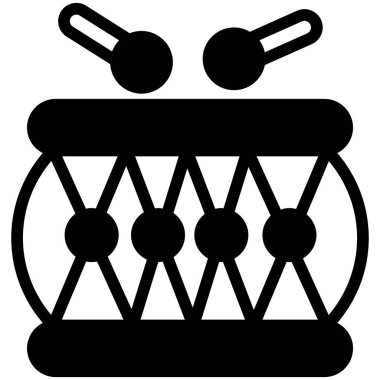 Davul ikonu, Noel ve kutlamalar. Taslak sembol koleksiyonu. Düzenlenebilir vektör Tasarımı