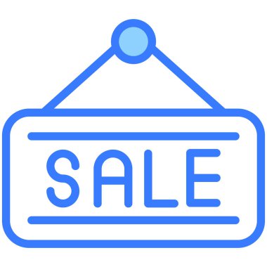 Satış tahtası Mavi Taslak simgesi, Alışveriş ve İndirim ikonu.