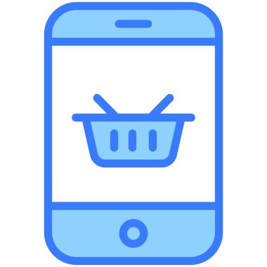 Çevrimiçi alışveriş Blue Outline simgesi, Alışveriş ve İndirim ikonu.