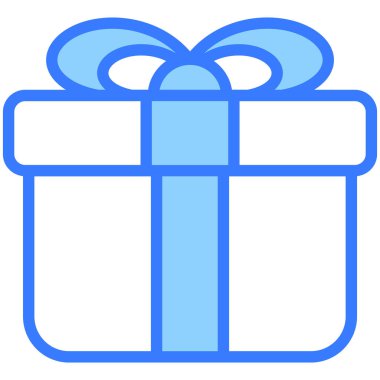 Hediye Mavi Taslak ikonu, Alışveriş ve İndirim ikonu.