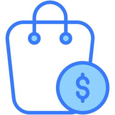 Alışveriş Blue Outline simgesi, Alışveriş ve İndirim ikonu.