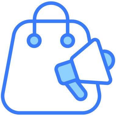 promosyon Blue Outline simgesi, Alışveriş ve İndirim ikonu.