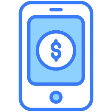 mobil ödeme Blue Outline simgesi, Alışveriş ve İndirim ikonu.