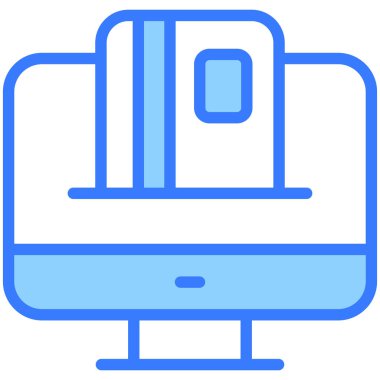 Çevrimiçi ödeme Blue Outline simgesi, Alışveriş ve İndirim ikonu.