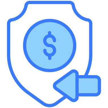 Güvenli para Mavi Taslak simgesi, Alışveriş ve İndirim ikonu.