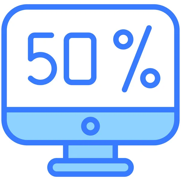 Online Verkauf Blue Outline Icon Shopping Und Discount Sale Icon — Stockvektor