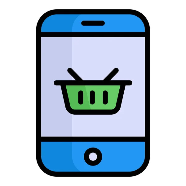 Online Shopping Färg Kontur Ikon Shopping Och Rabatt Försäljning Ikon — Stock vektor