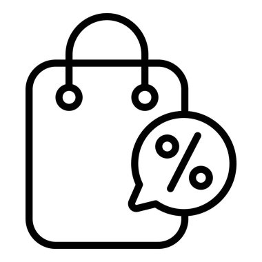 indirimli vektör çizgisi simgesi, alışveriş ve indirim satış simgesi.