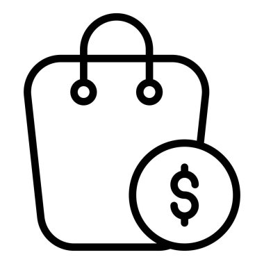 Alışveriş vektör çizgisi simgesi, alışveriş ve indirim satış simgesi.