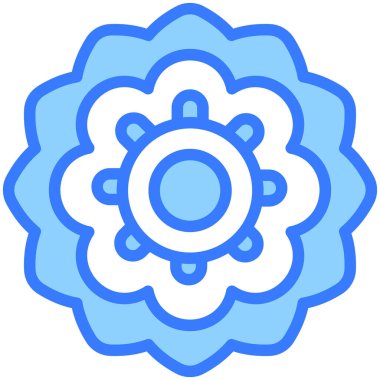 Rangoli vektörü Mavi dış hat simgesi. Hindu festivali, Hindu kutlama ikonu.