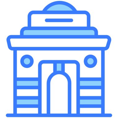 Hindistan Kapısı Mavi Taslak ikonu. Hindu festivali, Hindu kutlama ikonu.