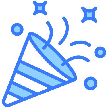 konfeti vektörü Blue outline simgesi. Hindu festivali, Hindu kutlama ikonu.