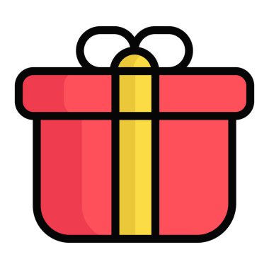 Hediye kutusu vektör renkli dış hat simgesi. Hindu festivali, Hindu kutlama ikonu,