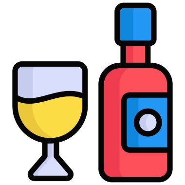 Şarap vektörü renkli dış hat simgesi. Hindu festivali, Hindu kutlama ikonu,