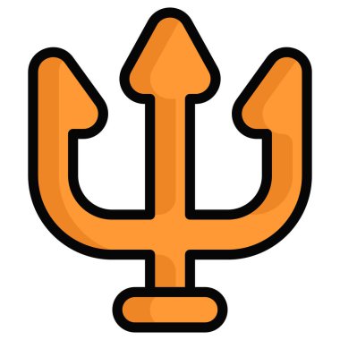 Trishul vektör renkli dış hat simgesi. Hindu festivali, Hindu kutlama ikonu,