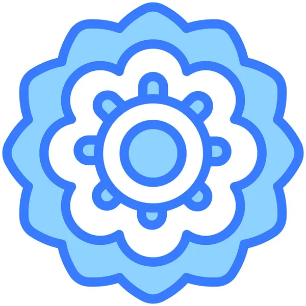 Rangoli vektörü Mavi dış hat simgesi. Hindu festivali, Hindu kutlama ikonu.