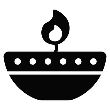 Diya vektör simgesi. Hindu festivali, Hindu kutlama ikonu,