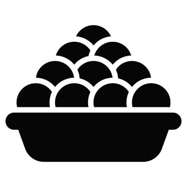 Ladoo tabak vektör simgesi. Hindu festivali, Hindu kutlama ikonu,