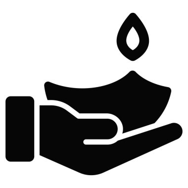 Diya vektör simgesi. Hindu festivali, Hindu kutlama ikonu,