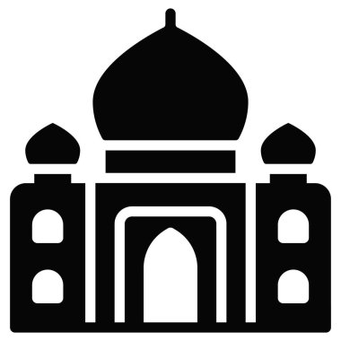 Taj Mahal vektör simgesi. Hindu festivali, Hindu kutlama ikonu,