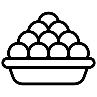 Ladoo çanağı taşıyıcı ana hatları simgesi. Hindu festivali, Hindu kutlama ikonu,