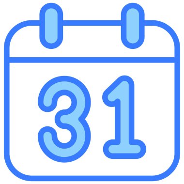  takvim vektörü mavi dış hat simgesi.