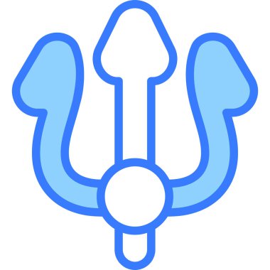 trisula, trident vektör mavi dış hat simgesi.