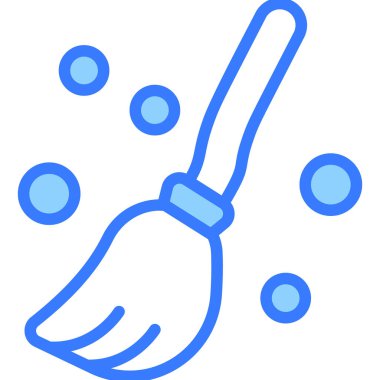 süpürge vektörü mavi dış hat simgesi.