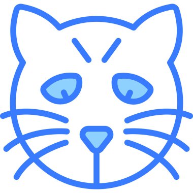 Cadılar Bayramı, korkunç kedi vektörü mavi çizgi simgesi.