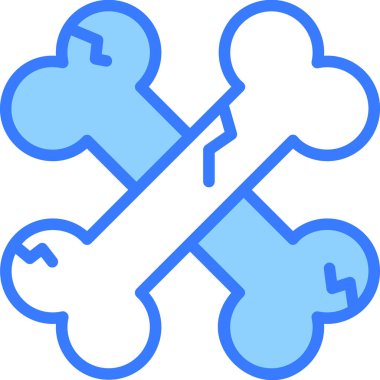 Cadılar Bayramı, kemik vektörü mavi dış hat simgesi.