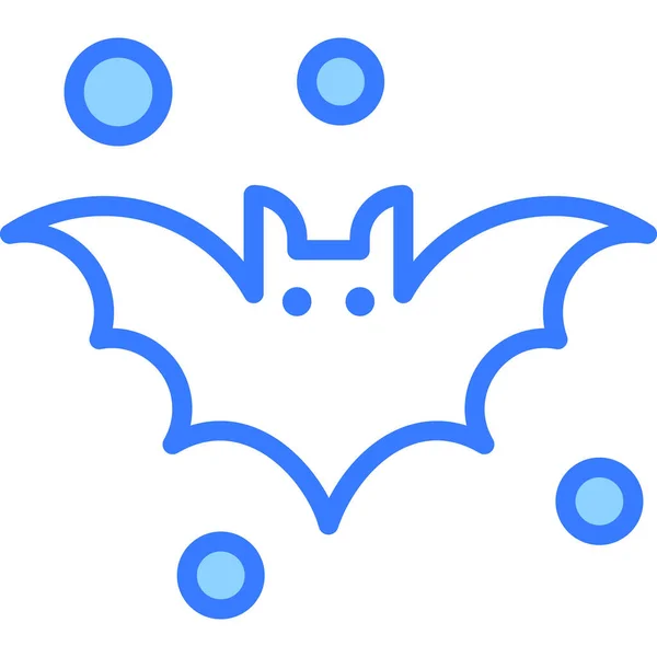 Horror Bat Vector Blauw Outline Icoon — Stockvector