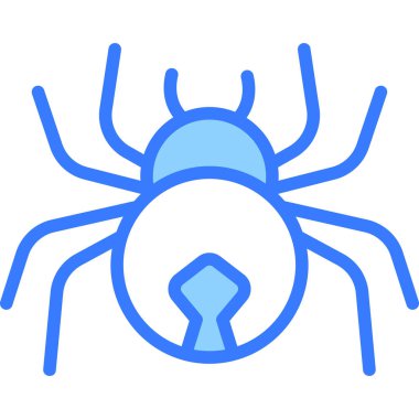 Örümcek, Cadılar Bayramı vektörü mavi çizgi simgesi.